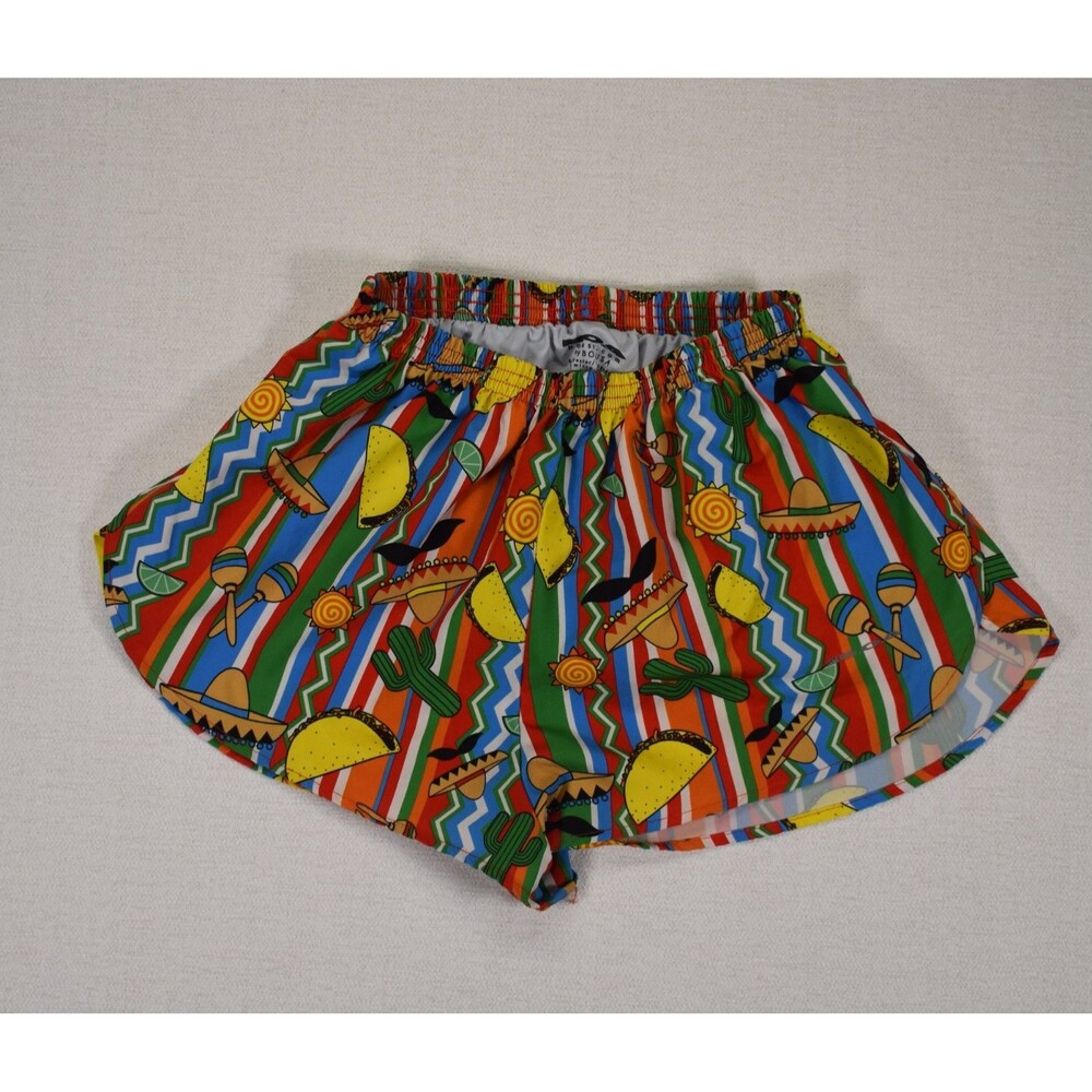 Boa USA Stretch 1" Elite Split Leg Taco Print Lined Running Shorts Womens Size M - Picture 1 of 8